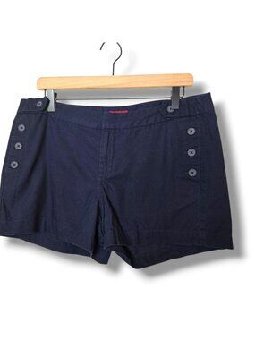 Merona shorts womens 12 Blue sailor buttons 100% Cotton